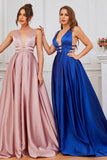 Blush Satin Lång Balklänning