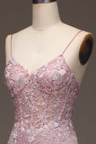 Glitter Rouge Mermaid Spaghetti Straps Lång Balklänning med Beading
