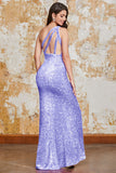 Glitter Svart Sjöjungfru One Shoulder Paljetter Balklänning med slits