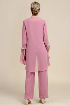 Blush Long Sleeves 3 Piece Mother of the Bride Byxdräkter