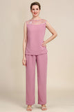 Blush Long Sleeves 3 Piece Mother of the Bride Byxdräkter