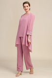 Blush Long Sleeves 3 Piece Mother of the Bride Byxdräkter