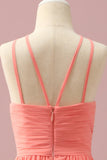 Orange Chiffong Halter Halff Hals Junior Bridesmaid Klänning