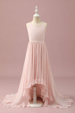 Ljusrosa Chiffong Halter High Low Junior Bridesmaid Klänning