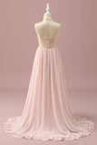 Ljusrosa Chiffong Halter High Low Junior Bridesmaid Klänning