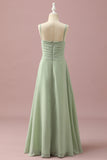 Sage remmar Chiffong Junior Bridesmaid Klänning