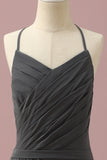 Black Halter Neck A-line Junior Bridesmaid Klänning med kaskad volanger