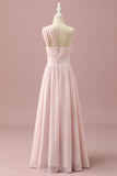 Ljusrosa Chiffong One Shoulder Junior Bridesmaid Klänning
