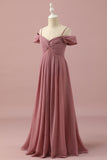 Blush Spaghetti Remmar Chiffon Junior Bridesmaid Klänning