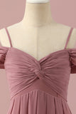 Blush Spaghetti Remmar Chiffon Junior Bridesmaid Klänning