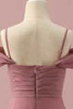 Blush Spaghetti Remmar Chiffon Junior Bridesmaid Klänning