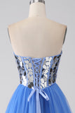 A-linje Älskling Spegel Royal Blue Balklänning
