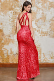 Glitter Svart Sjöjungfru One Shoulder Paljetter Balklänning med slits