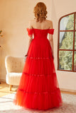 Röd Off-shoulder Balklänning