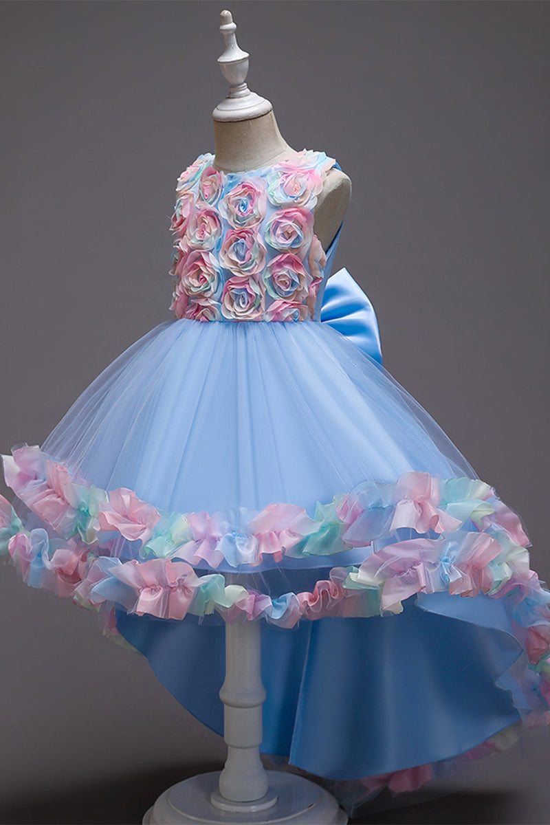 Load image into Gallery viewer, Rosa blomma flicka klänning med blommor och bowknot