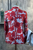 Röd blommig Jacquard 2-delad Män Balkostymer