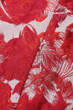 Röd Blommig Jacquard 2-delad Herrdräkt