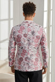 Sjal Slag En Knapp Rosa Blommig Jacquard 2 Delad Hemkomstdräkter för män
