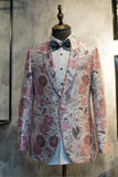 Rosa blommig Jacquard Sjal Lapel 2-Delad Bal Hemkomstdräkter