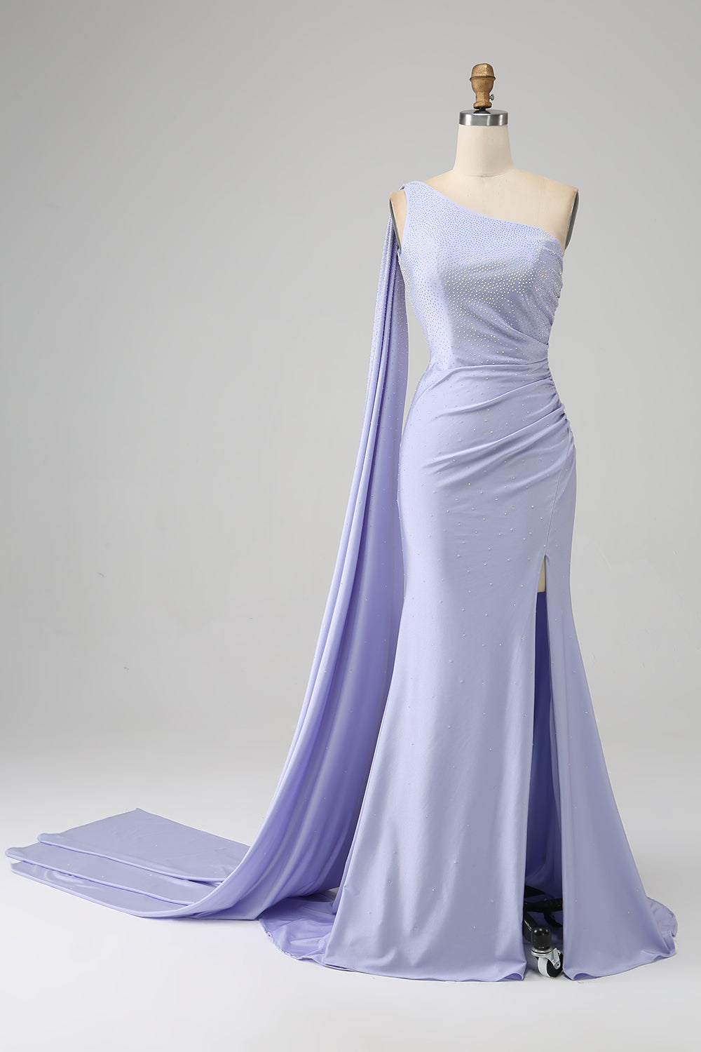 Mermaid Lilac One Shoulder Lång Balklänning med slits