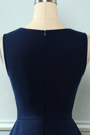 Marinblå Vintage 50 Tals Swingklänning