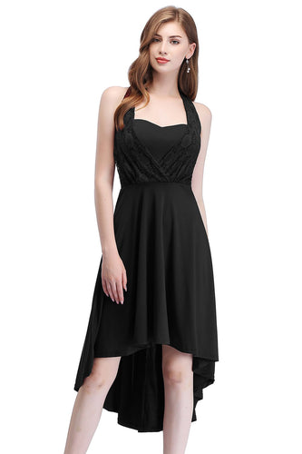 Hög låg halter svart vintage klänning