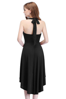 Hög låg halter svart vintage klänning
