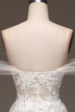 Vit Off The Shoulder A Line Corset Prom Klänning med applikationer