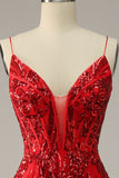 En Line Spaghetti remmar Bourgogne Plus Size Bal Klänning med Criss Cross Back
