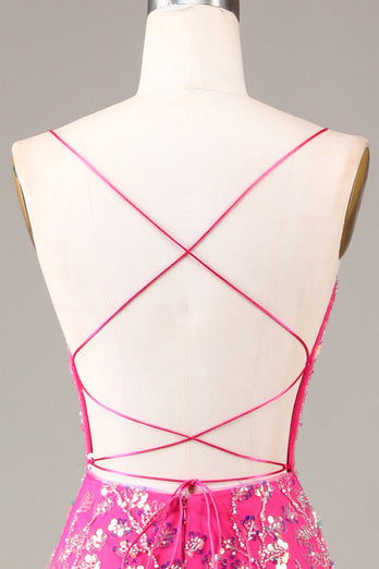 Chockrosa paljetter och pärlstav sjöjungfru balklänning med rygglös