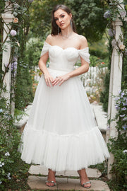 Elfenben Off-Shoulder Balklänning