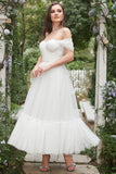 Elfenben Off-Shoulder Balklänning