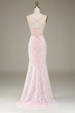 Mermaid Glittrande Rosa Balklänning med slits