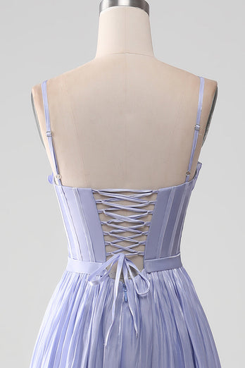 Lavendel Spaghetti Remmar A Line Volanger Balklänning med slits