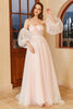 Load image into Gallery viewer, Rosa Polka Prickar Bröllopsklänning med puffärmar