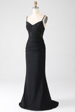Mermaid Black Beaded Prom Klänning med volanger