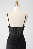 Mermaid Black Beaded Prom Klänning med volanger