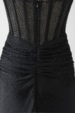 Mermaid Black Beaded Prom Klänning med volanger