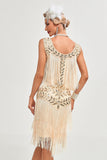 Svart Gatsby 1920-tals Flapper-klänning med paljetter och fransar