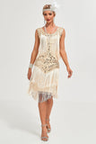 Svart Gatsby 1920-tals Flapper-klänning med paljetter och fransar
