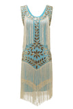 Svart Gatsby 1920-tals Flapper-klänning med paljetter och fransar