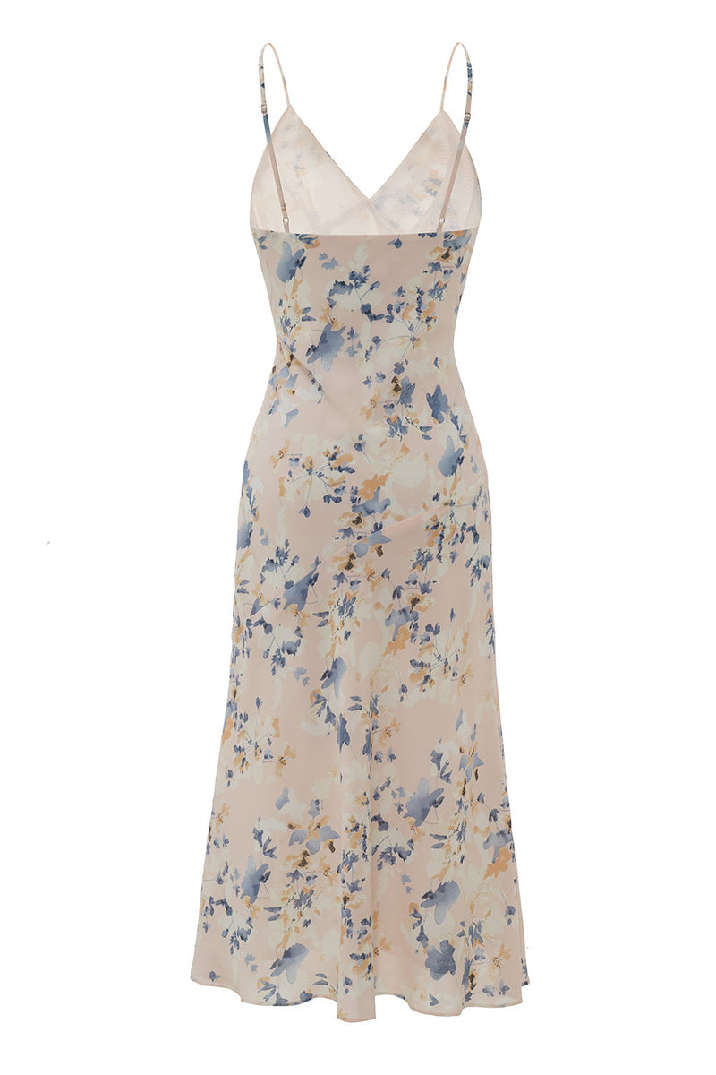 Load image into Gallery viewer, Rosa blommig Boho sommarklänning med slits