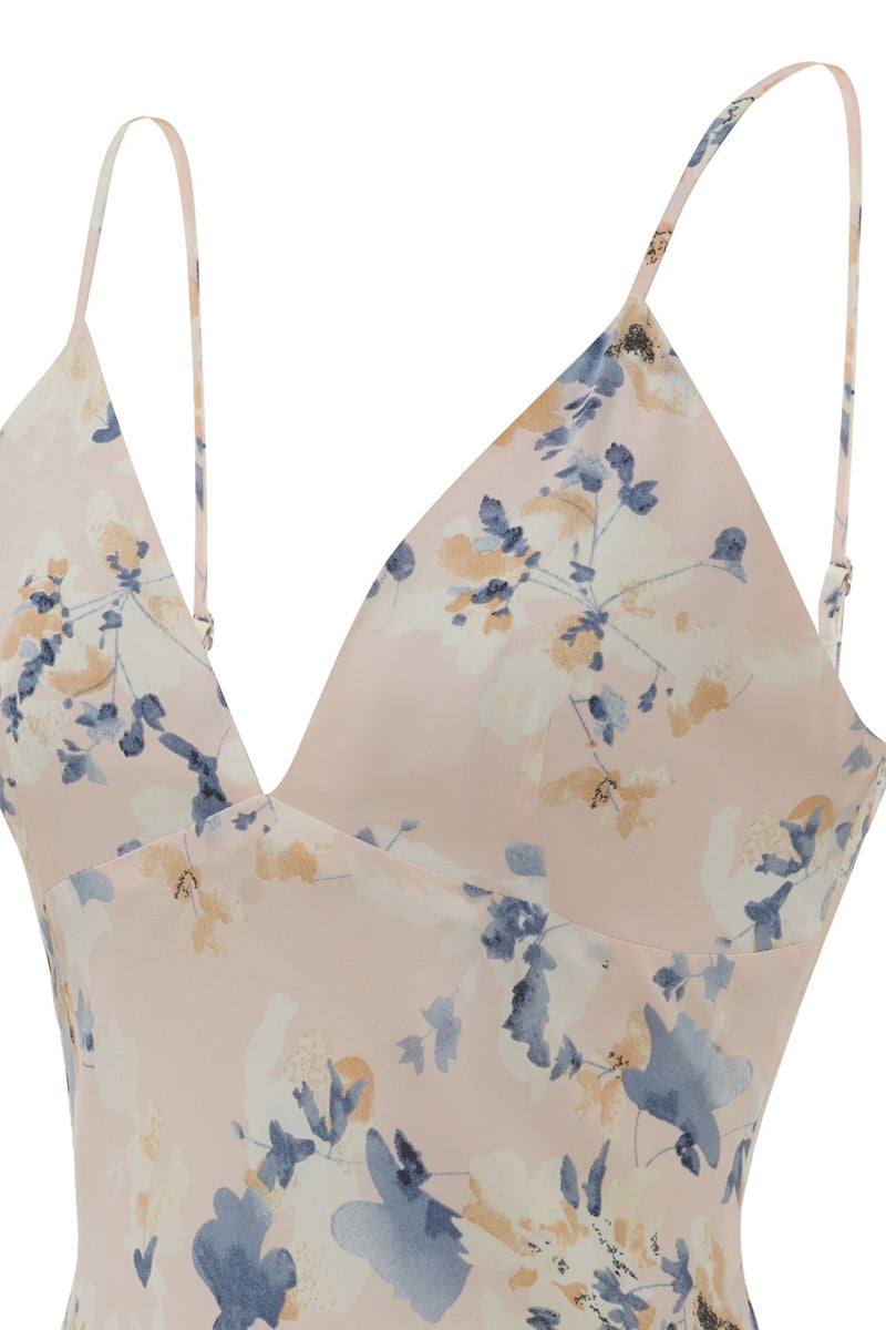 Load image into Gallery viewer, Rosa blommig Boho sommarklänning med slits