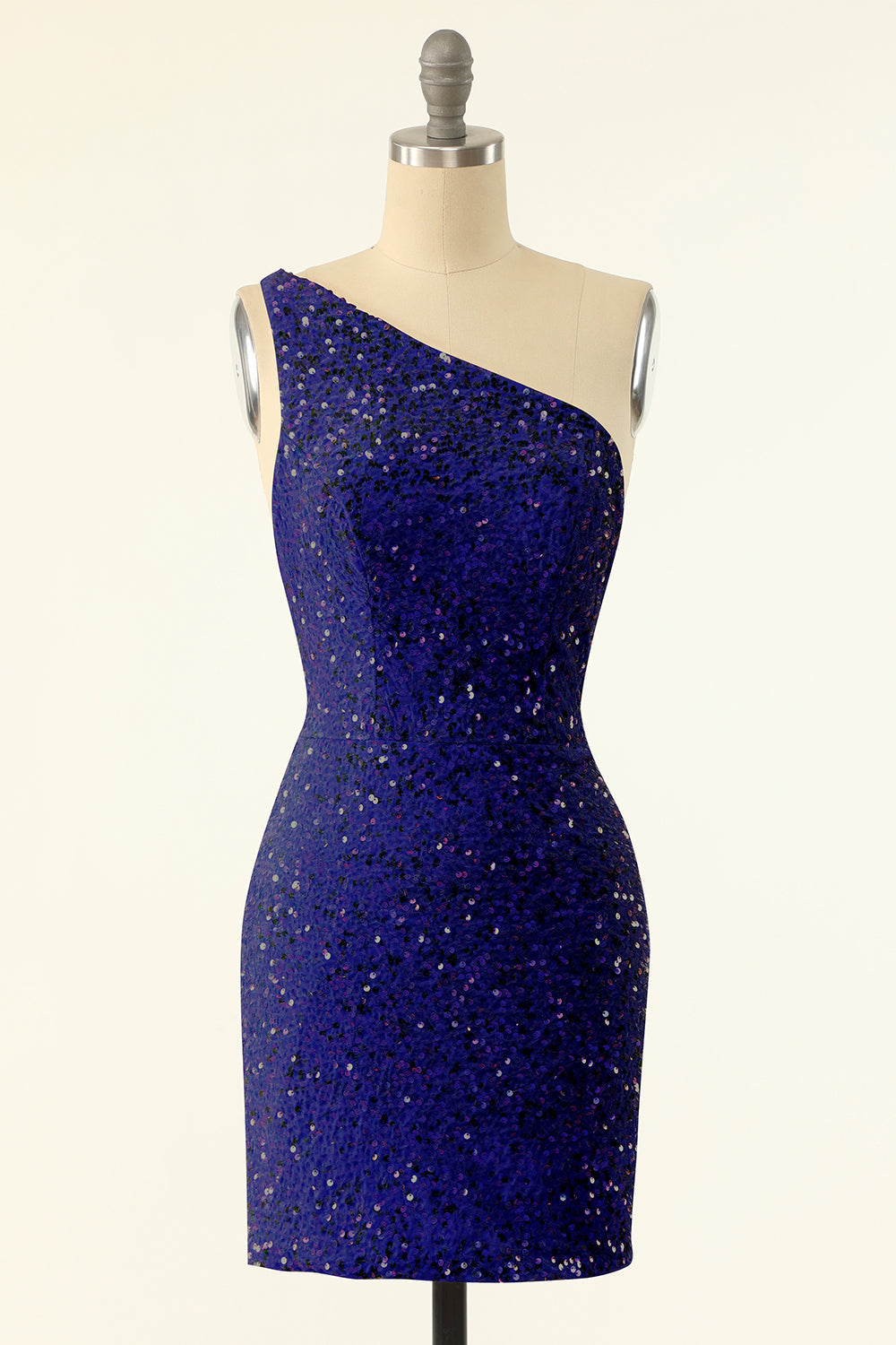 Royalblå One Shoulder Paljett Tight Cocktailklänning