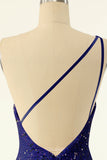 Royalblå One Shoulder Paljett Tight Cocktailklänning
