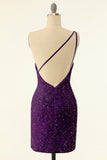 Royalblå One Shoulder Paljett Tight Cocktailklänning