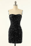 Svarta Paljett Bodycon Cocktailklänning