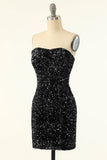 Svarta Paljett Bodycon Cocktailklänning
