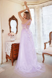 En Line One Shoulder Purple Plus Size Bal Klänning med applikationer