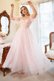En linje från axeln Blush Plus Size Bal Klänning med broderi